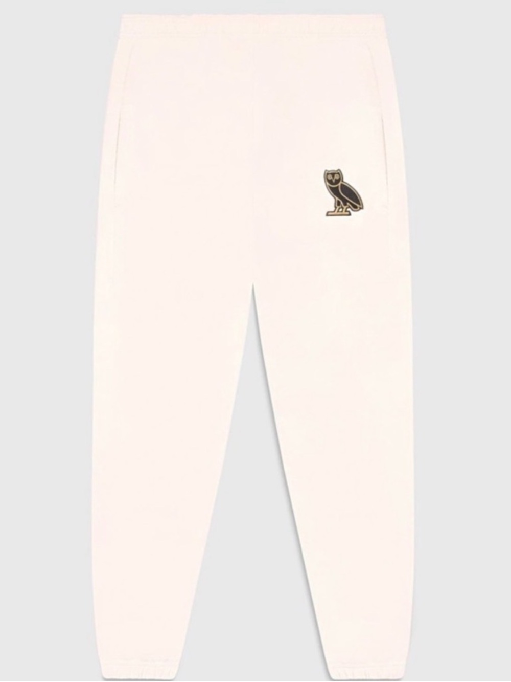 OVO Cream Sweatpants with Black & Gold Embroidered Owl